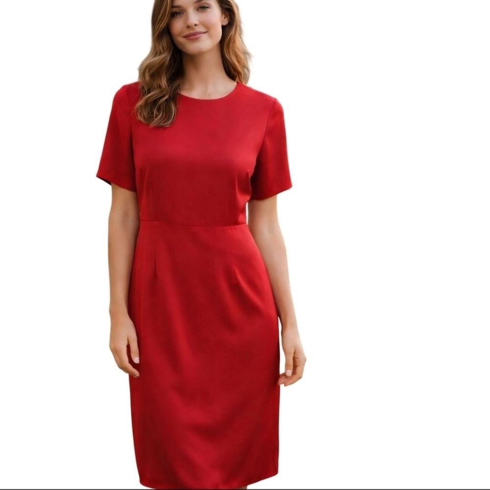 Spencer Jeremy Vintage Red Silk Midi Dress Size 12